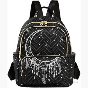 Quilted Mini Backpack Purse, Lightweight Nylon, 5 Pockets, Travel Daypack